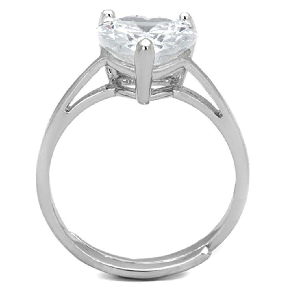 Alamode Rhodium Brass Ring with AAA Grade CZ in Clear - Alamode - Flyclothing LLC