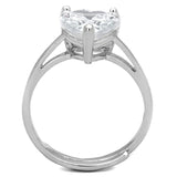 Alamode Rhodium Brass Ring with AAA Grade CZ in Clear - Alamode