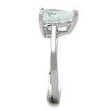 Alamode Rhodium Brass Ring with AAA Grade CZ in Clear - Alamode - Flyclothing LLC