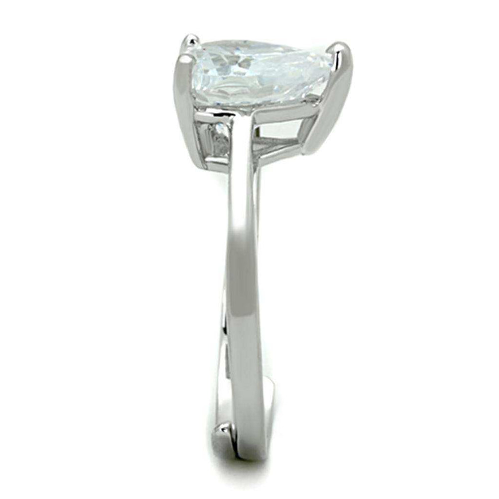 Alamode Rhodium Brass Ring with AAA Grade CZ in Clear - Alamode - Flyclothing LLC