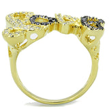 Alamode Gold+Ruthenium Brass Ring with AAA Grade CZ in Amethyst - Alamode