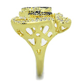 Alamode Gold+Ruthenium Brass Ring with AAA Grade CZ in Amethyst - Alamode
