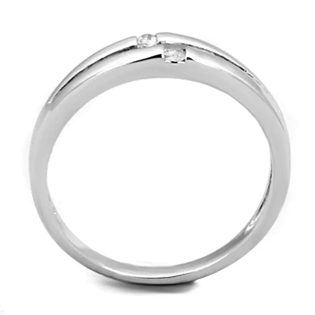Alamode Rhodium Brass Ring with AAA Grade CZ in Clear - Alamode - Flyclothing LLC