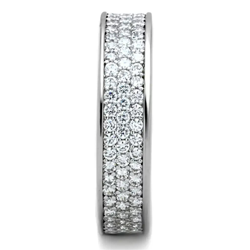 Alamode Rhodium Brass Ring with AAA Grade CZ in Clear - Alamode - Flyclothing LLC