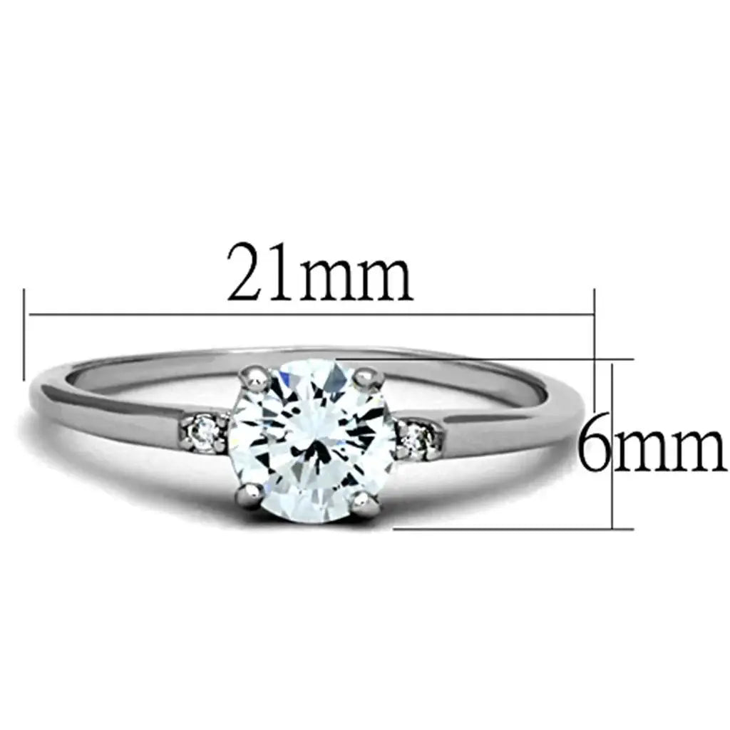 Alamode Rhodium Brass Ring with AAA Grade CZ in Clear - Alamode - Flyclothing LLC