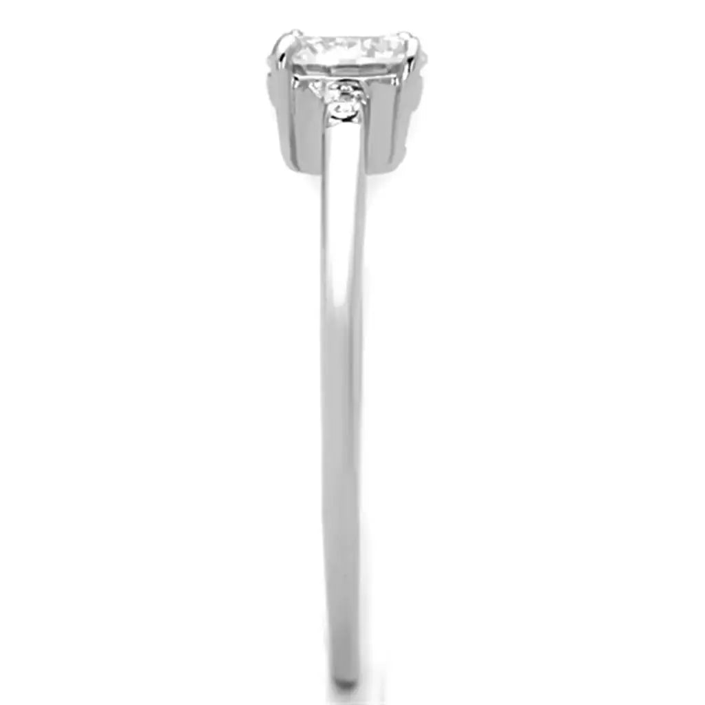 Alamode Rhodium Brass Ring with AAA Grade CZ in Clear - Alamode - Flyclothing LLC