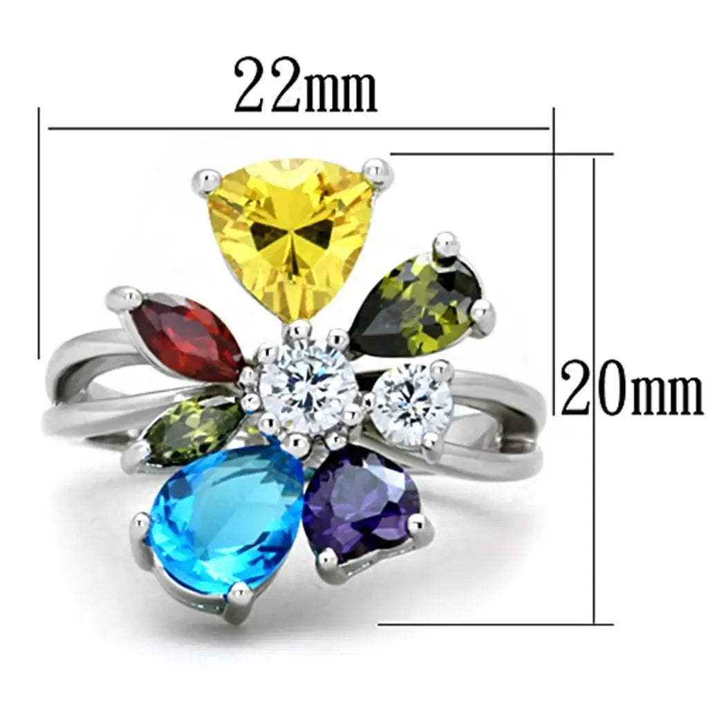 Alamode Rhodium Brass, AAA CZ , Multi Color - Alamode - Flyclothing LLC