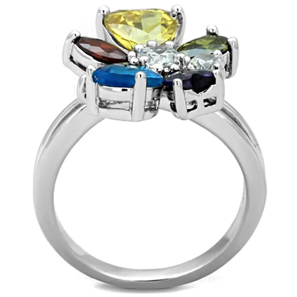 Alamode Rhodium Brass, AAA CZ , Multi Color - Alamode - Flyclothing LLC