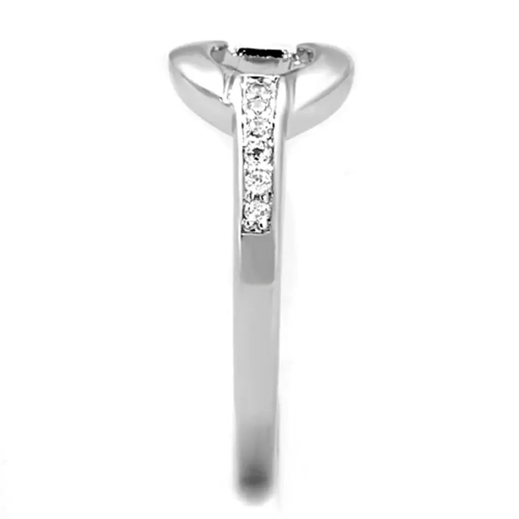 Alamode Rhodium Brass Ring with AAA Grade CZ in Clear - Alamode - Flyclothing LLC