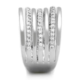 Alamode Rhodium Brass Ring with AAA Grade CZ in Clear - Alamode - Flyclothing LLC