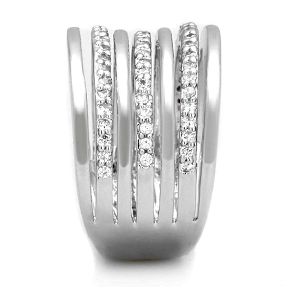 Alamode Rhodium Brass Ring with AAA Grade CZ in Clear - Alamode - Flyclothing LLC