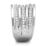 Alamode Rhodium Brass Ring with AAA Grade CZ in Clear - Alamode - Flyclothing LLC