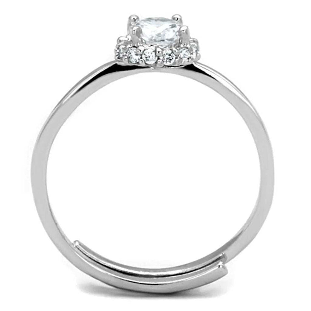 Alamode Rhodium Brass Ring with AAA Grade CZ in Clear - Alamode - Flyclothing LLC
