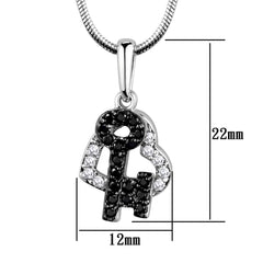 Alamode Rhodium + Ruthenium Brass Chain Pendant with AAA Grade CZ in Black Diamond - Flyclothing LLC