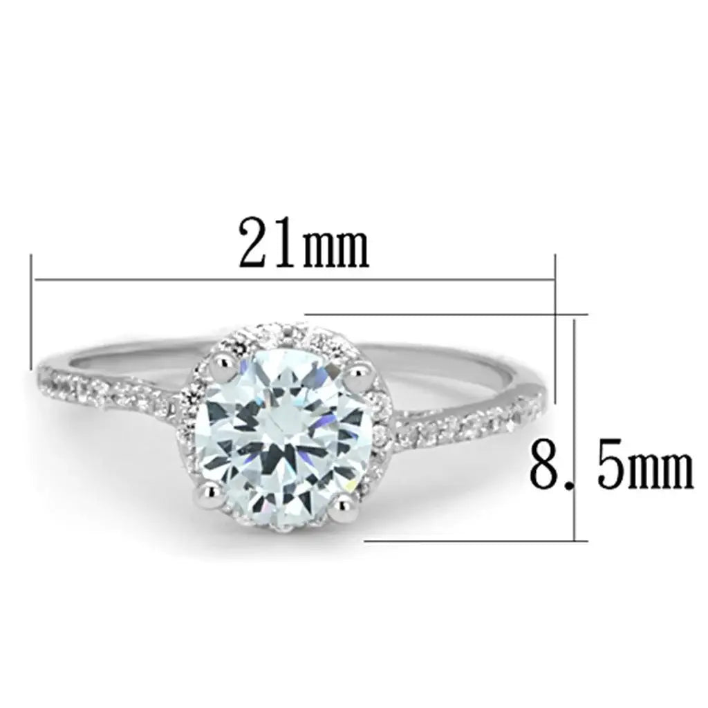 Alamode Rhodium Brass Ring with AAA Grade CZ in Clear - Alamode - Flyclothing LLC
