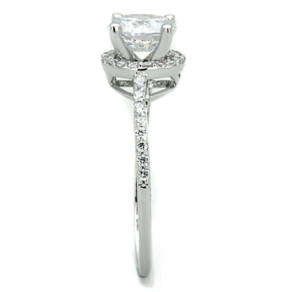 Alamode Rhodium Brass Ring with AAA Grade CZ in Clear - Alamode - Flyclothing LLC