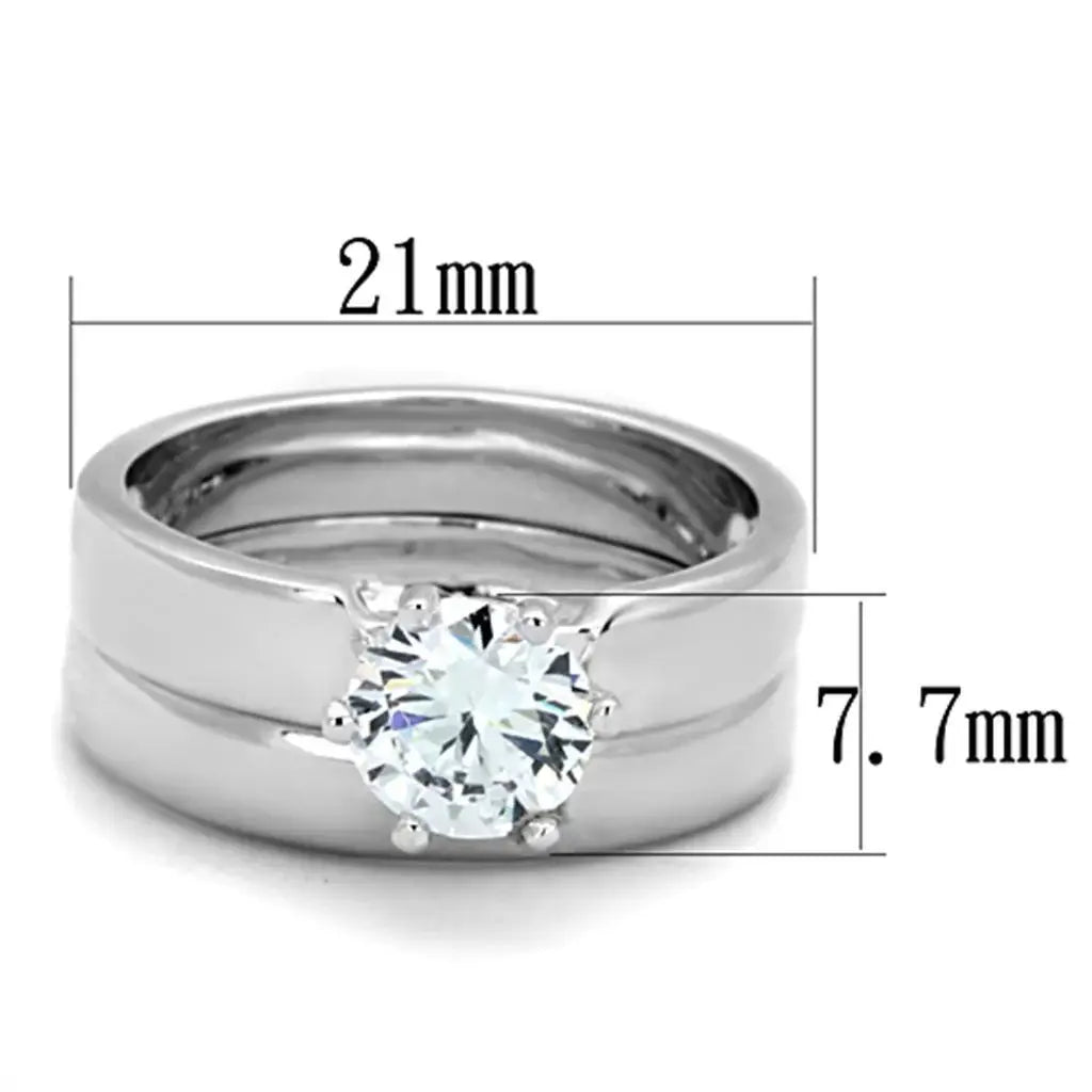 Alamode Rhodium Brass Ring with AAA Grade CZ in Clear - Alamode - Flyclothing LLC