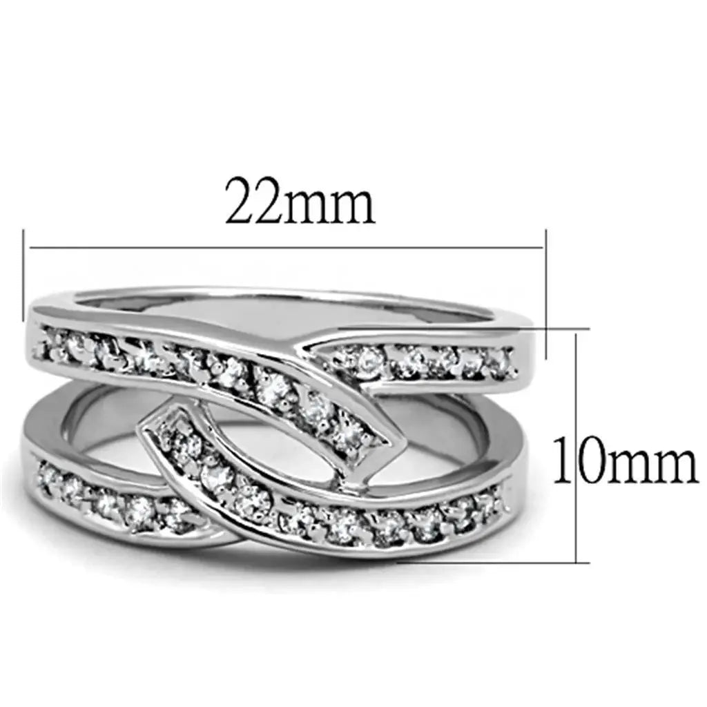Alamode Rhodium Brass Ring with AAA Grade CZ in Clear - Alamode - Flyclothing LLC