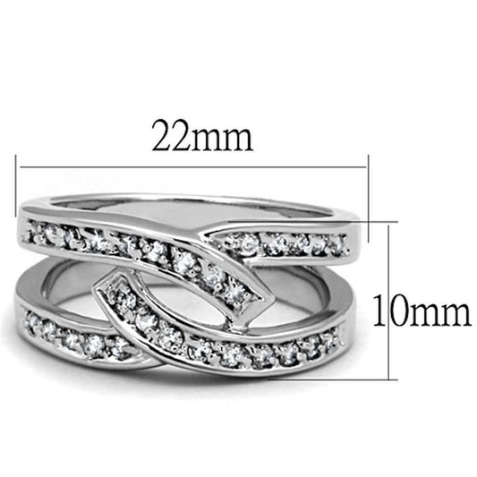 Alamode Rhodium Brass Ring with AAA Grade CZ in Clear - Alamode - Flyclothing LLC