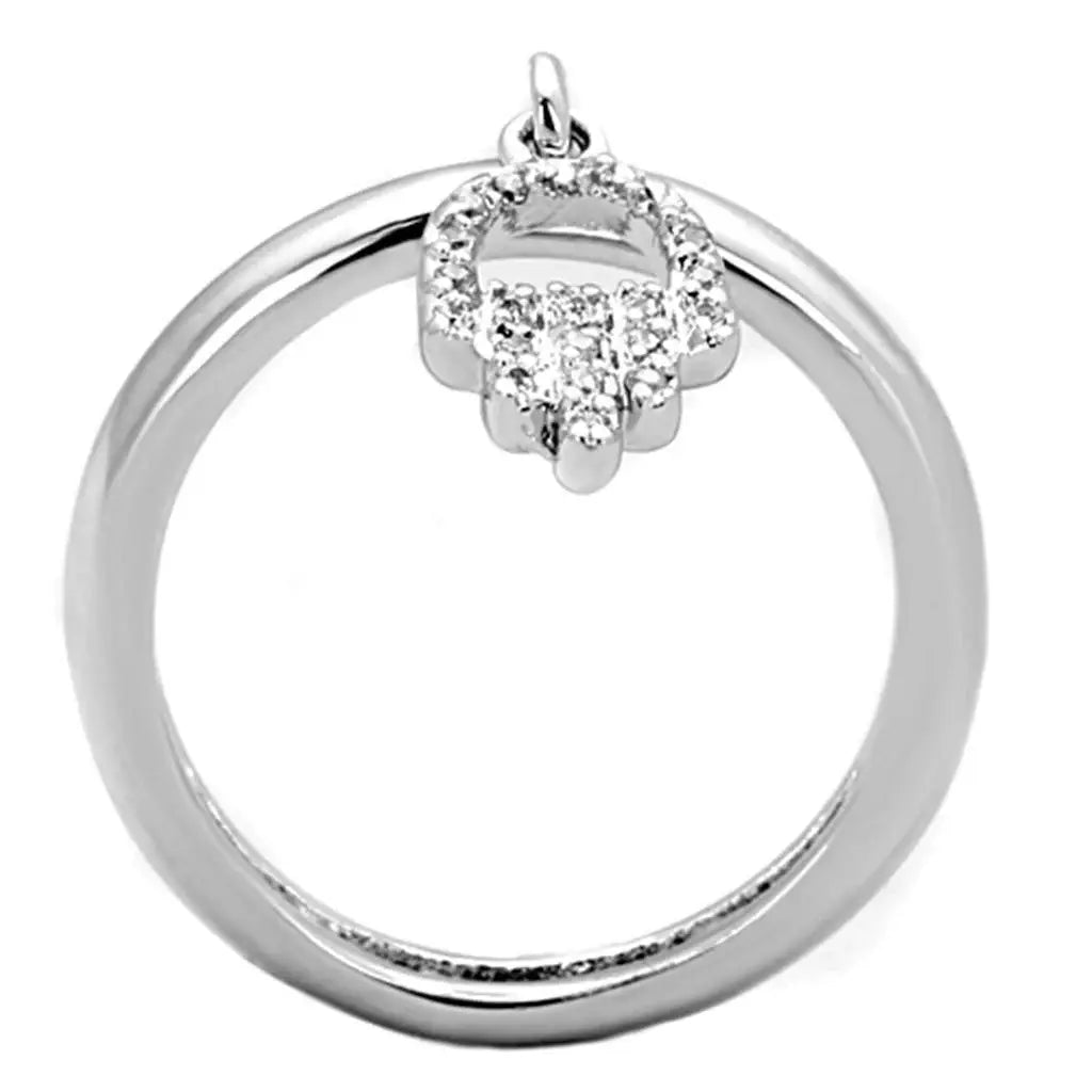 Alamode Rhodium Brass Ring with AAA Grade CZ in Clear - Alamode - Flyclothing LLC