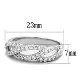 Alamode Rhodium Brass Ring with AAA Grade CZ in Clear - Alamode