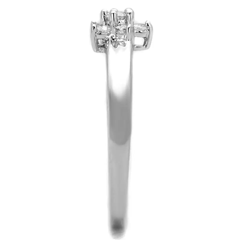 Alamode Rhodium Brass Ring with AAA Grade CZ in Clear - Alamode - Flyclothing LLC