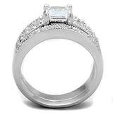 Alamode Rhodium Brass Ring with AAA Grade CZ in Clear - Alamode - Flyclothing LLC