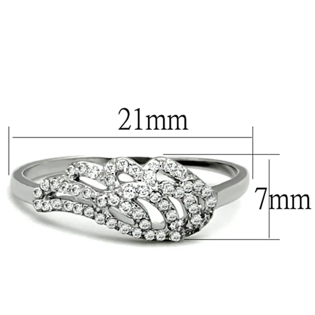 Alamode Rhodium Brass Ring with AAA Grade CZ in Clear - Alamode - Flyclothing LLC
