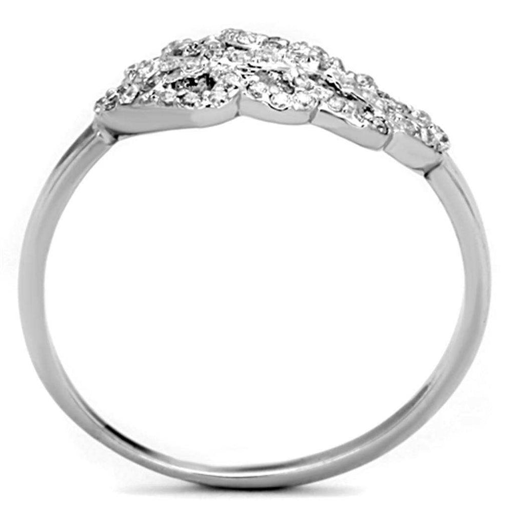 Alamode Rhodium Brass Ring with AAA Grade CZ in Clear - Alamode - Flyclothing LLC