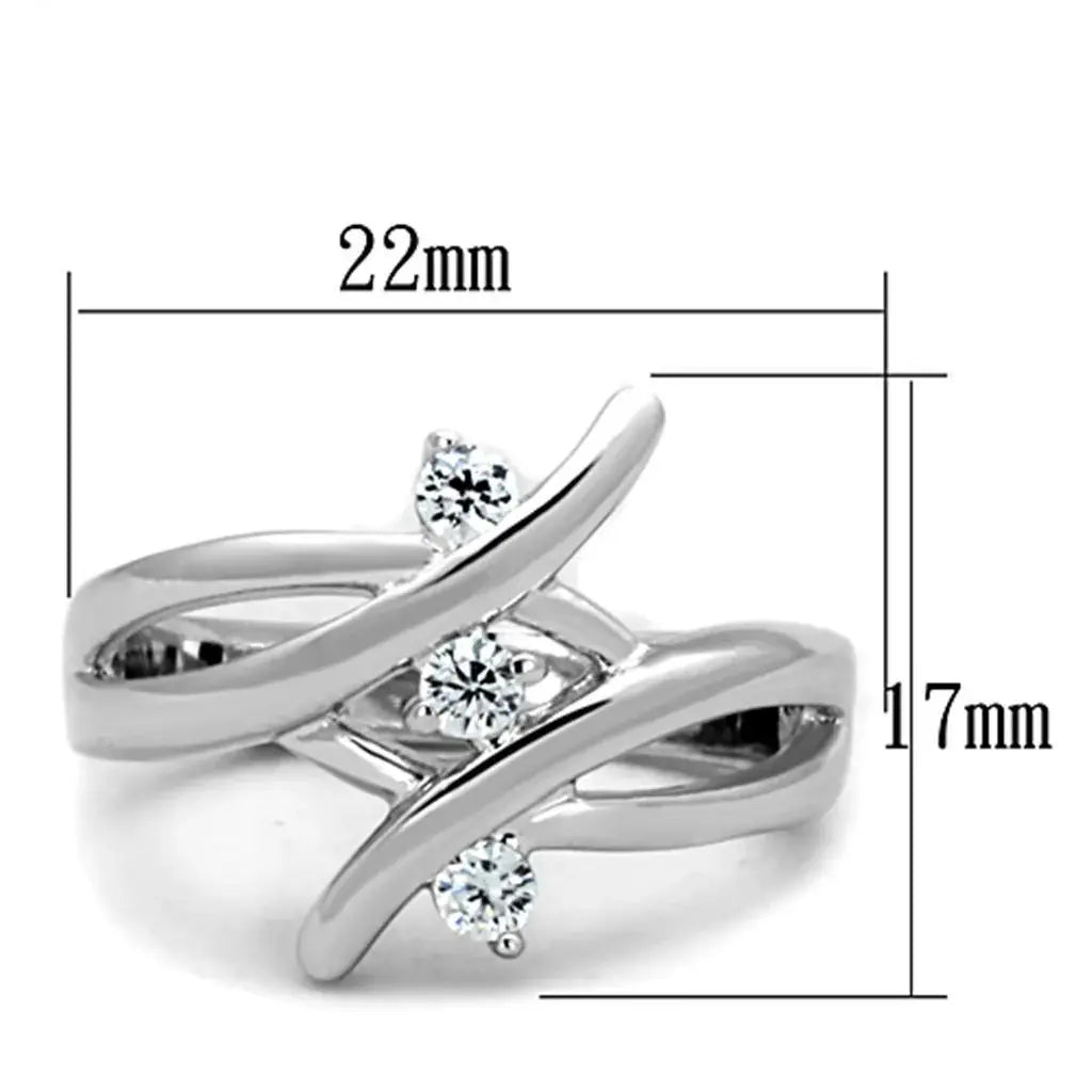 Alamode Rhodium Brass Ring with AAA Grade CZ in Clear - Alamode - Flyclothing LLC