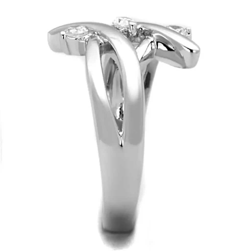 Alamode Rhodium Brass Ring with AAA Grade CZ in Clear - Alamode - Flyclothing LLC