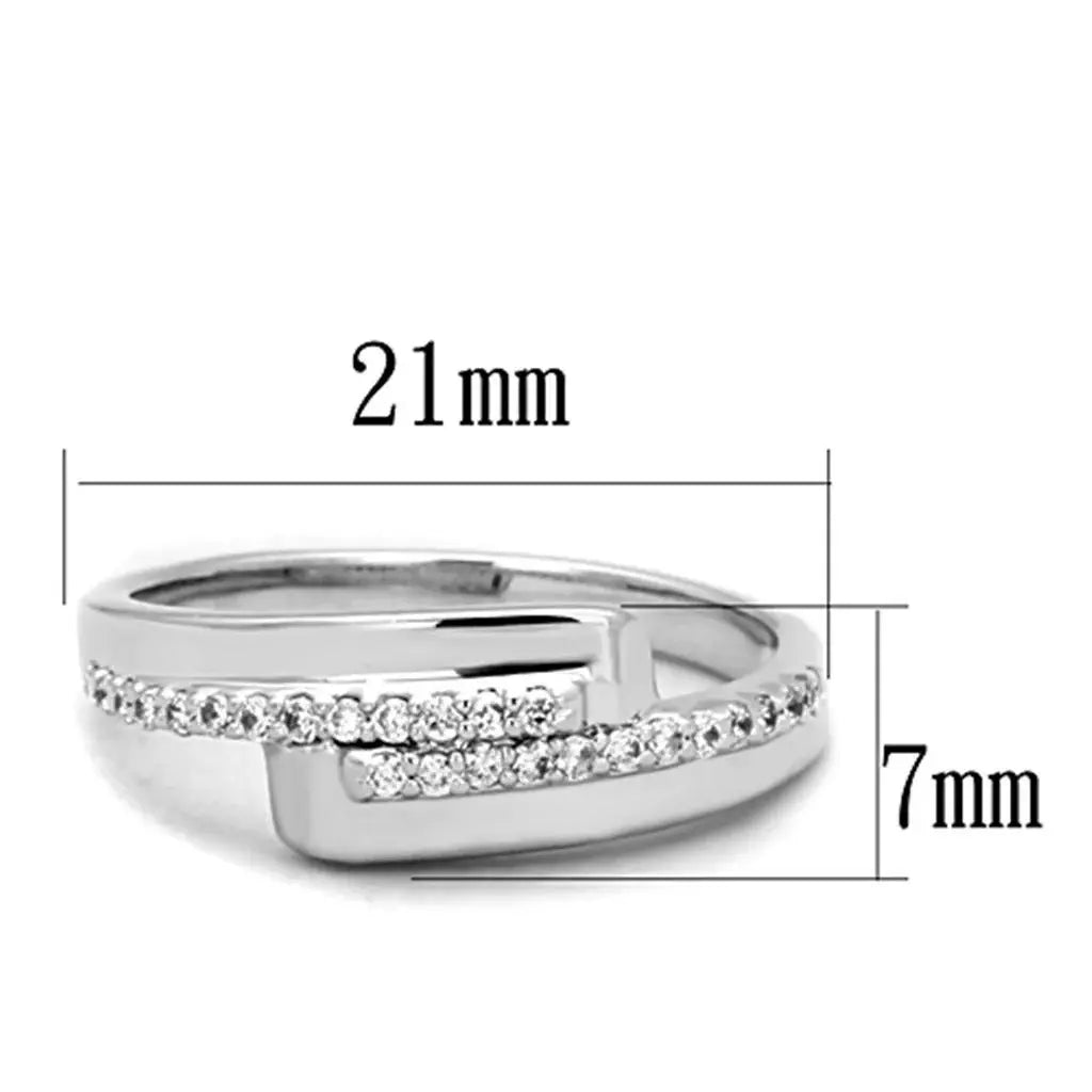Alamode Rhodium Brass Ring with AAA Grade CZ in Clear - Alamode - Flyclothing LLC