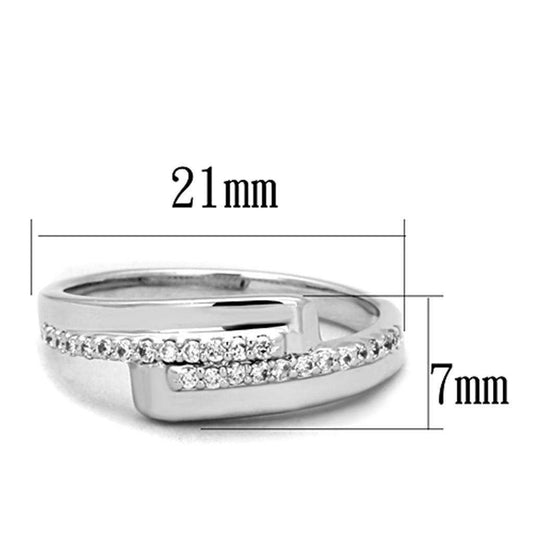Alamode Rhodium Brass Ring with AAA Grade CZ in Clear - Alamode - Flyclothing LLC