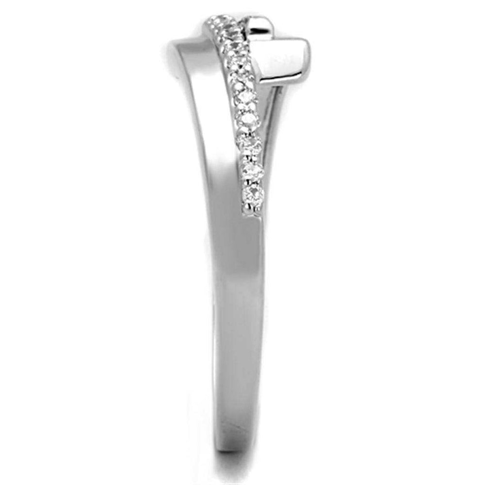 Alamode Rhodium Brass Ring with AAA Grade CZ in Clear - Alamode - Flyclothing LLC