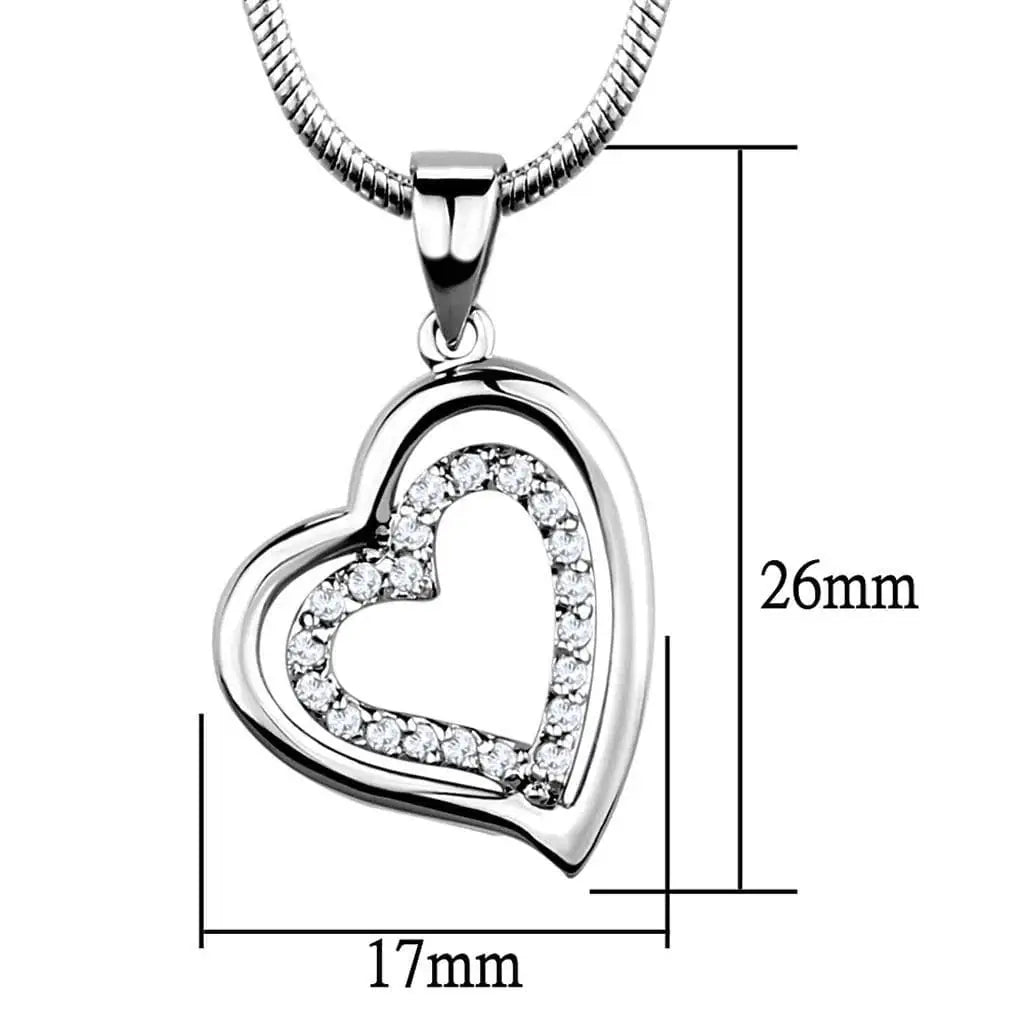 Alamode Rhodium Brass Chain Pendant with AAA Grade CZ in Clear - Alamode - Flyclothing LLC