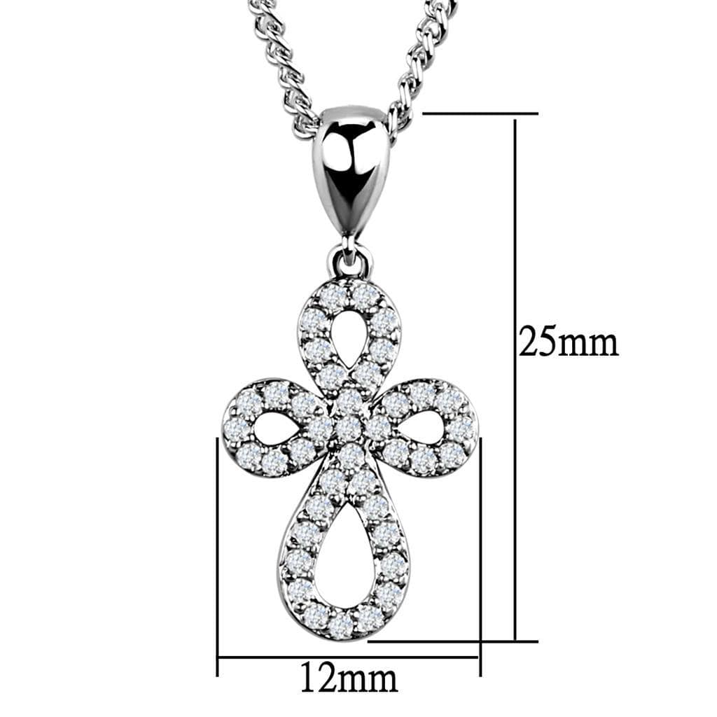 Alamode Rhodium Brass Chain Pendant with AAA Grade CZ in Clear - Alamode - Flyclothing LLC