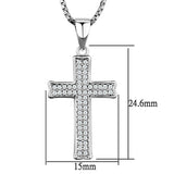 Alamode Rhodium Brass Chain Pendant with AAA Grade CZ in Clear - Alamode - Flyclothing LLC