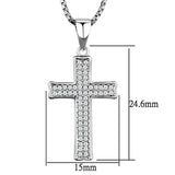 Alamode Rhodium Brass Chain Pendant with AAA Grade CZ in Clear - Alamode