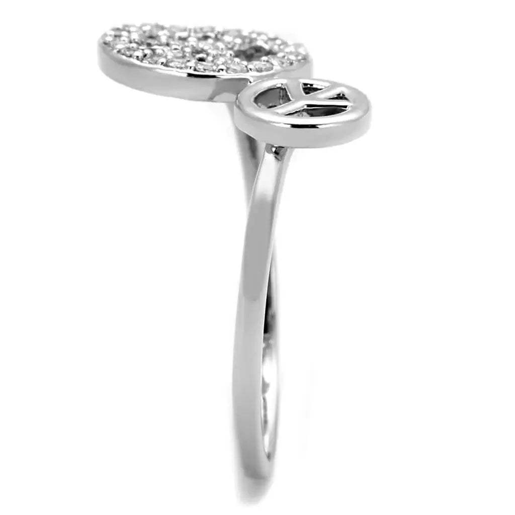 Alamode Rhodium Brass Ring with AAA Grade CZ in Clear - Alamode - Flyclothing LLC