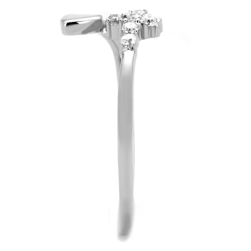 Alamode Rhodium Brass Ring with AAA Grade CZ in Clear - Alamode - Flyclothing LLC