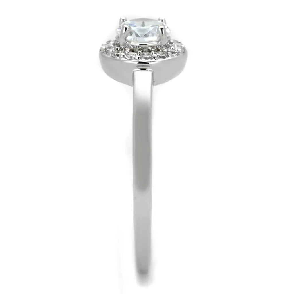 Alamode Rhodium Brass Ring with AAA Grade CZ in Clear - Alamode - Flyclothing LLC