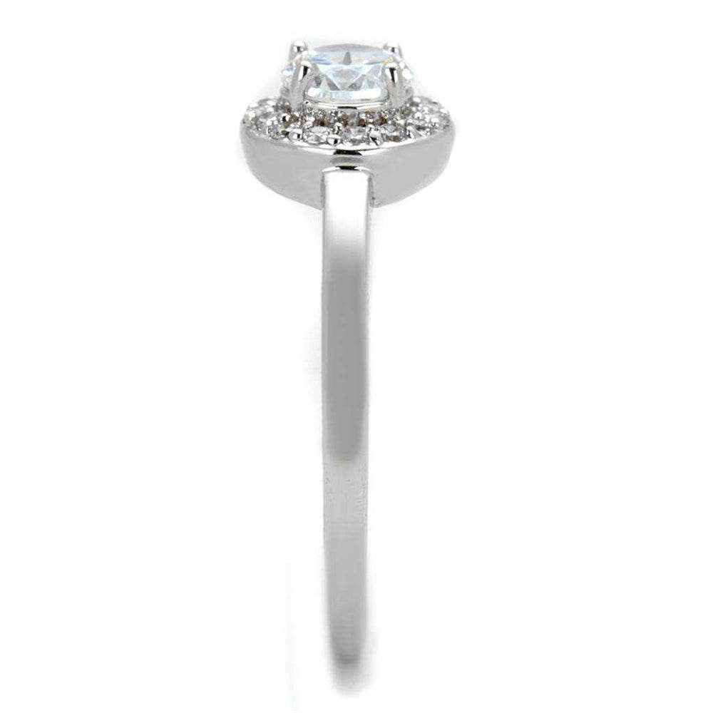 Alamode Rhodium Brass Ring with AAA Grade CZ in Clear - Alamode - Flyclothing LLC
