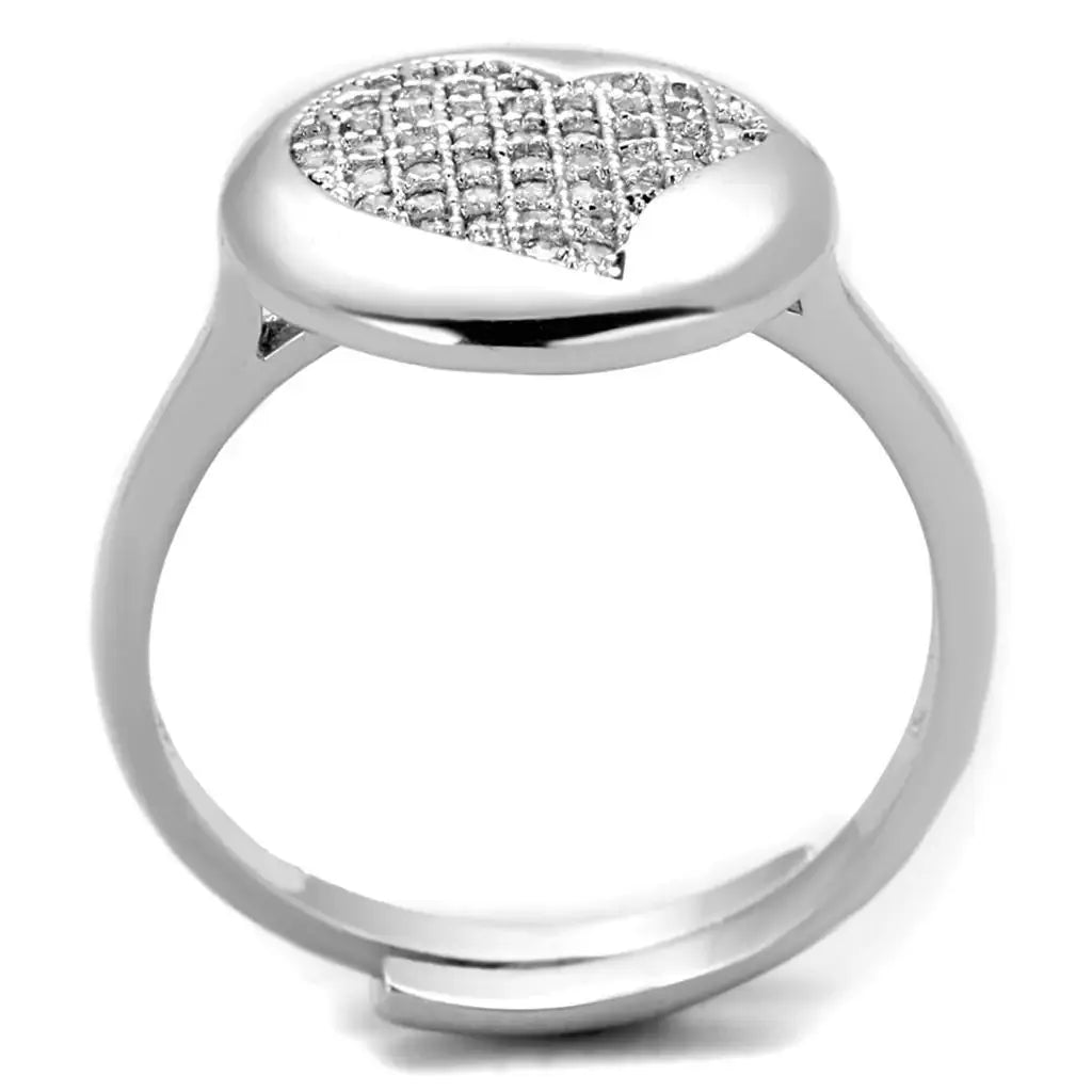 Alamode Rhodium Brass Ring with AAA Grade CZ in Clear - Alamode - Flyclothing LLC