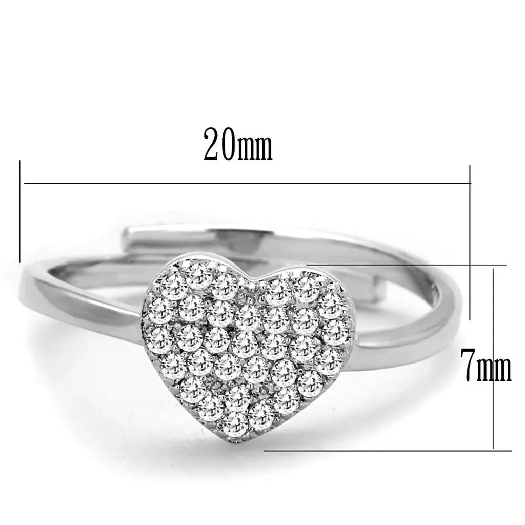 Alamode Rhodium Brass Ring with AAA Grade CZ in Clear - Alamode - Flyclothing LLC