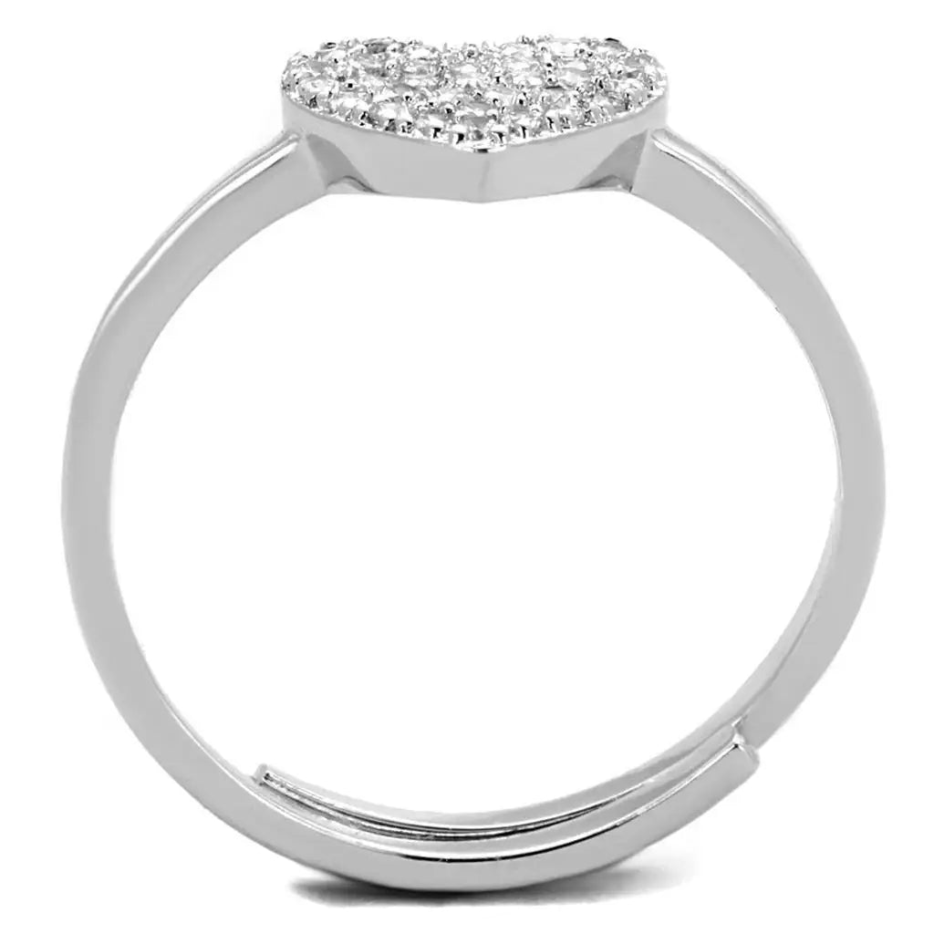 Alamode Rhodium Brass Ring with AAA Grade CZ in Clear - Alamode - Flyclothing LLC