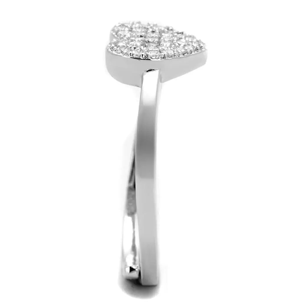 Alamode Rhodium Brass Ring with AAA Grade CZ in Clear - Alamode - Flyclothing LLC