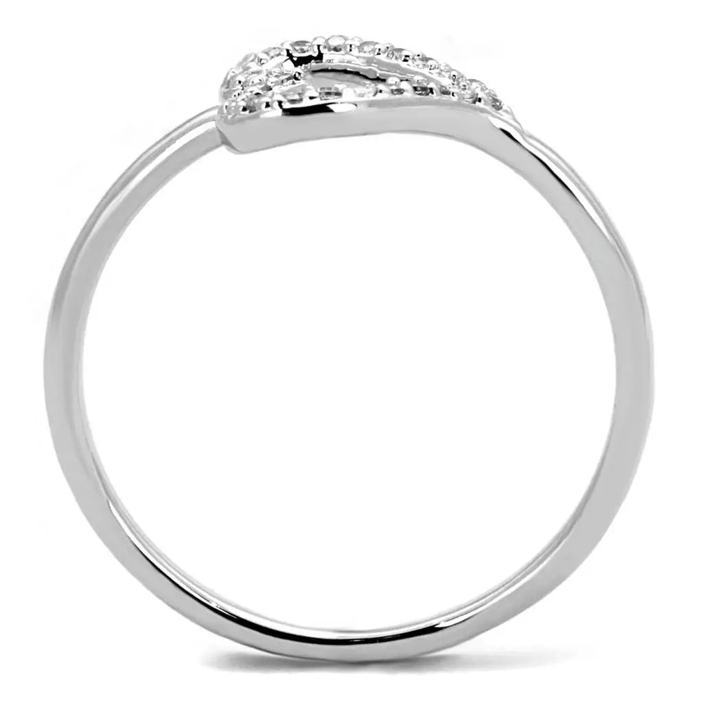 Alamode Rhodium Brass Ring with AAA Grade CZ in Clear - Alamode - Flyclothing LLC