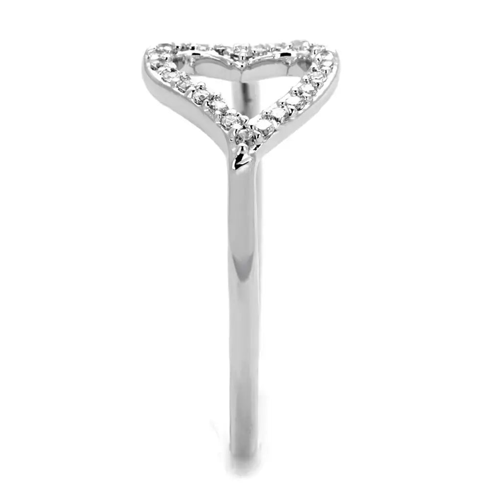Alamode Rhodium Brass Ring with AAA Grade CZ in Clear - Alamode - Flyclothing LLC