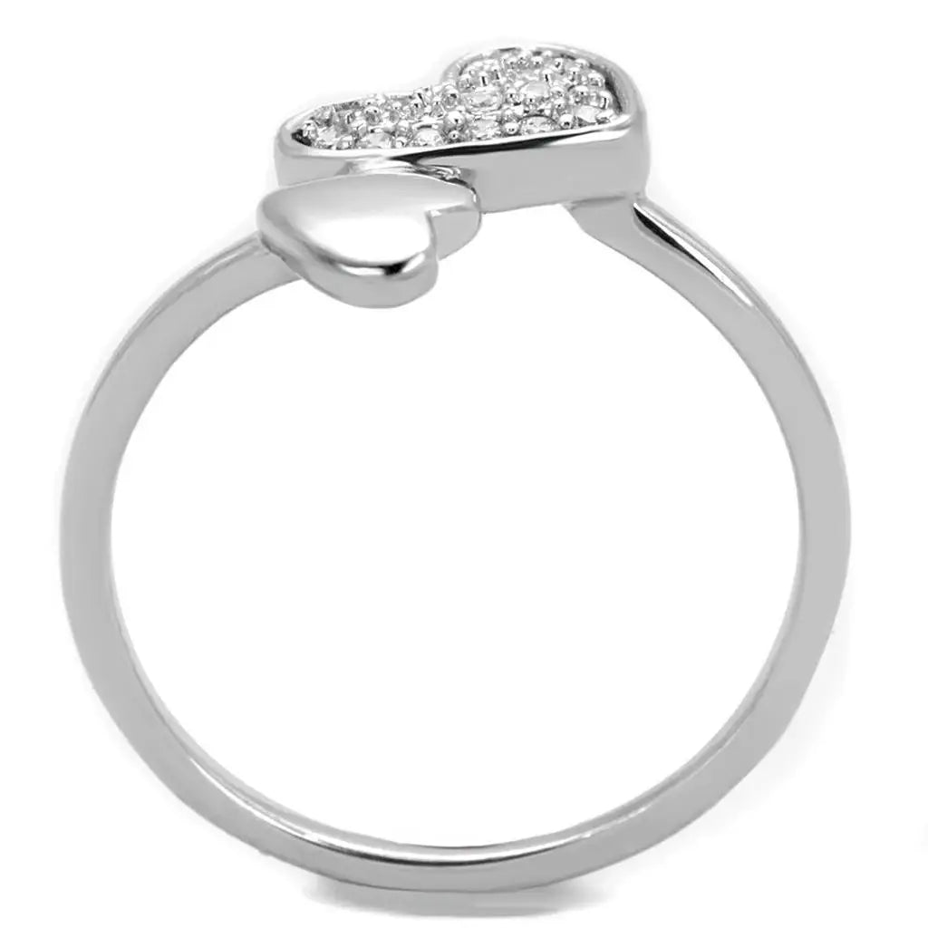 Alamode Rhodium Brass Ring with AAA Grade CZ in Clear - Alamode - Flyclothing LLC
