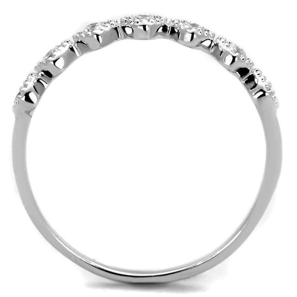 Alamode Rhodium Brass Ring with AAA Grade CZ in Clear - Alamode - Flyclothing LLC